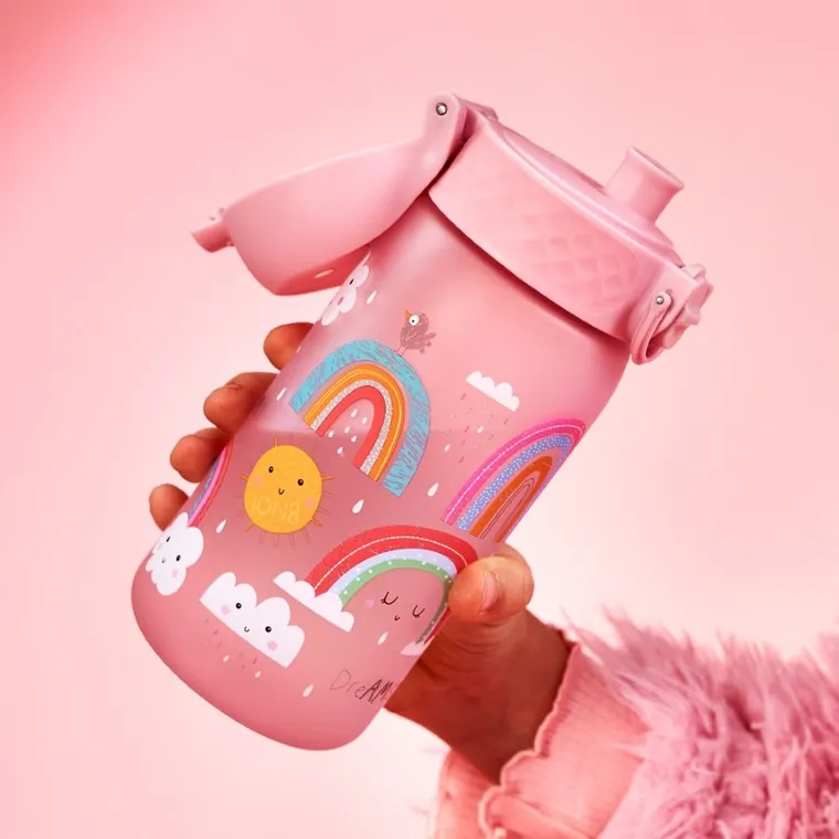 Ion8, Tęcza, bidon z ustnikiem, różowy, 350 ml