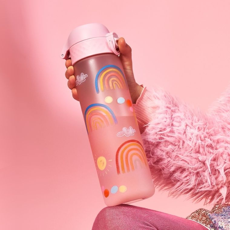 Ion8, Tęcza, bidon z ustnikiem, różowy, 500 ml