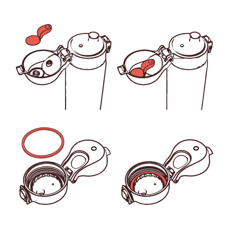 ION8, zestaw zapasowych uszczelek do butelek 0.3 - 1.2 l, 6 szt.