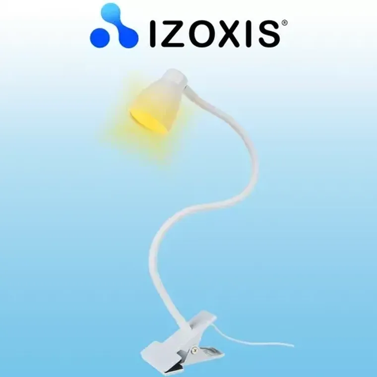 Izoxis, lampka biurkowa z klipsem, biała