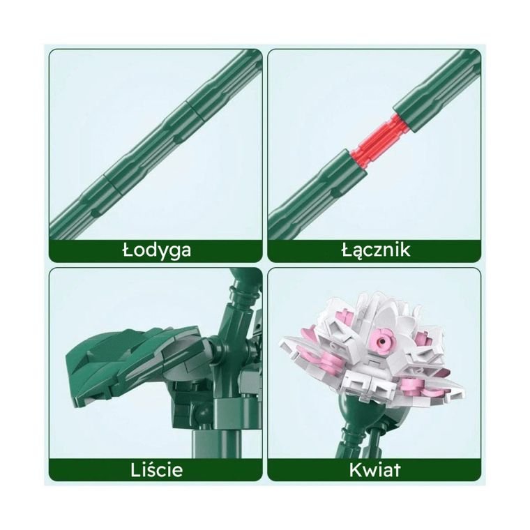 J Bricks, Kwiat Kamelia, klocki konstrukcyjne, 127 elementów