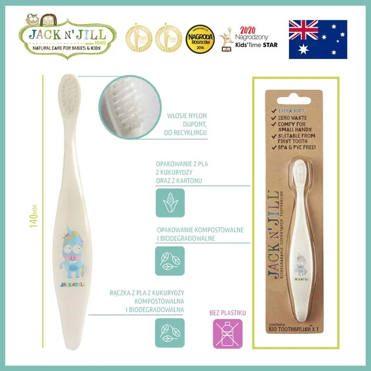 Jack N'Jill, BIO szczoteczka do zębów, unicorn