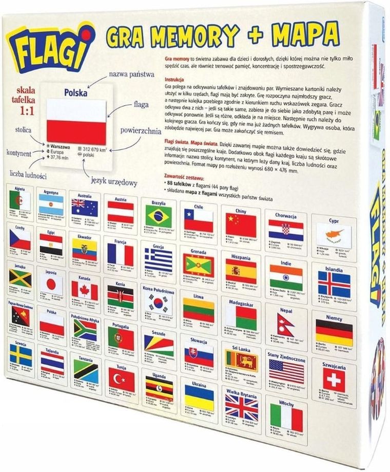 Jako, Flagi, memory, gra pamięciowa z mapą
