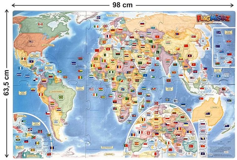Jako, Flagmistrz, puzzle konturowe, gra edukacyjna, 200 elementów
