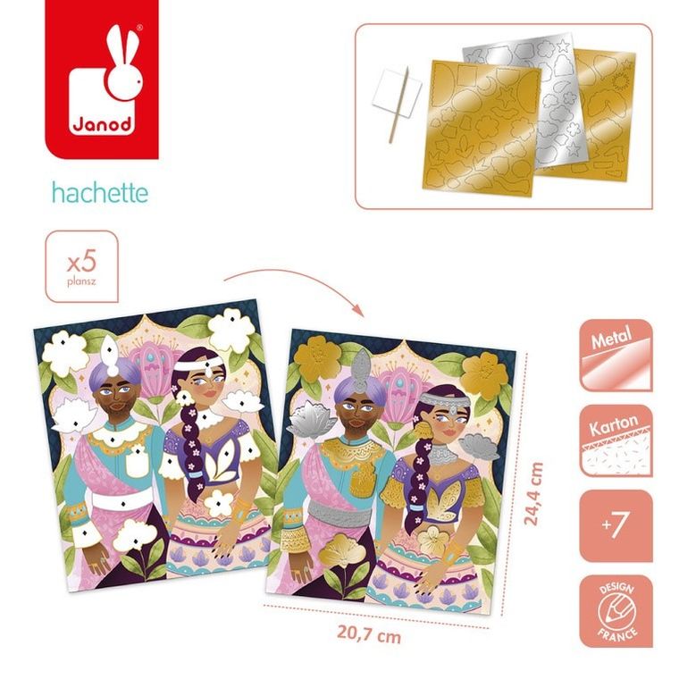 Janod, Bollywood, metalowe naklejki do wytłaczania