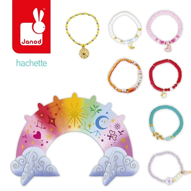 Janod, Bransoletka na każdy dzień tygodnia, zestaw do tworzenia biżuterii ze stojakiem
