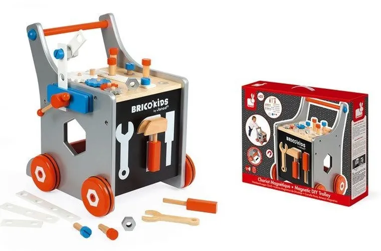 Janod, Brico‘Kids, wózek, warsztat magnetyczny z narzędziami