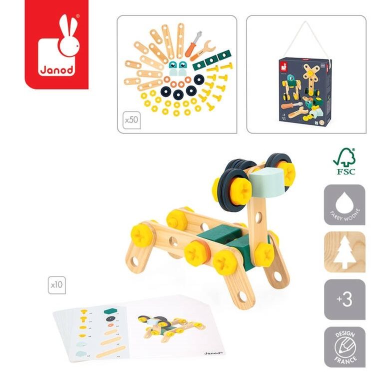 Janod, Brico'kids, zestaw konstruktora, 50 elementów