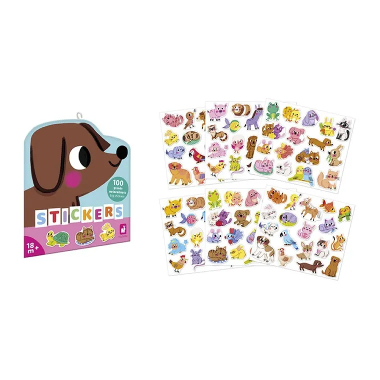 Janod, duże naklejki, domowe pupile, 100 szt.