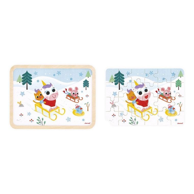 Janod, Góry, puzzle drewniane, 24 elementy