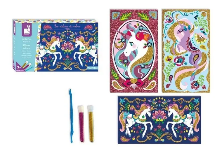 Janod, Jednorożce, magiczny brokat, zestaw kreatywny, 7+