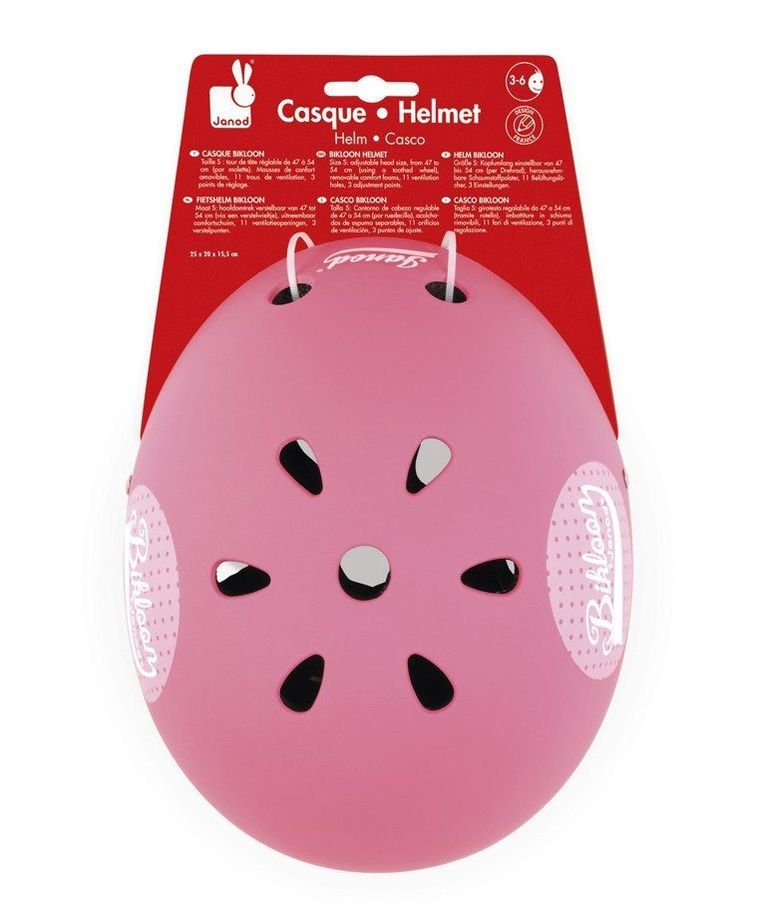 Janod, kask dziecięcy, różowy, 47-54 cm