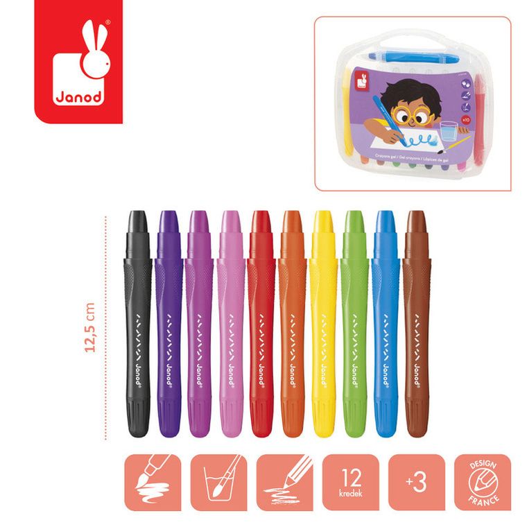 Janod, kredki żelowe, 10 kolorów