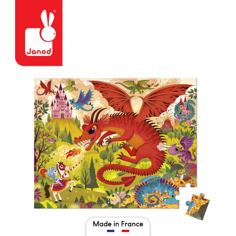 Janod, Królestwo smoków, puzzle w walizce, 54 elementy