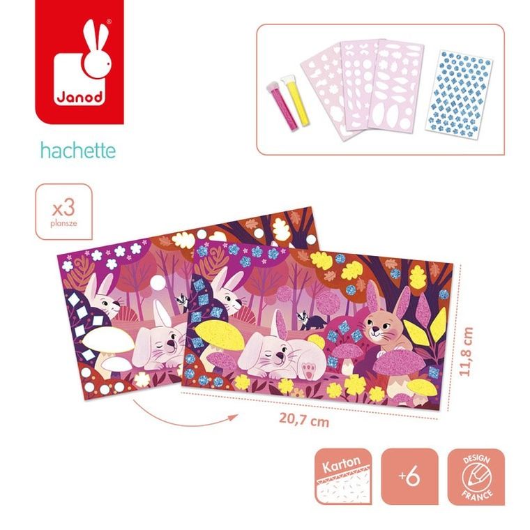 Janod, Leśni przyjaciele, Naklejki piankowe i fluorescencyjne piaski