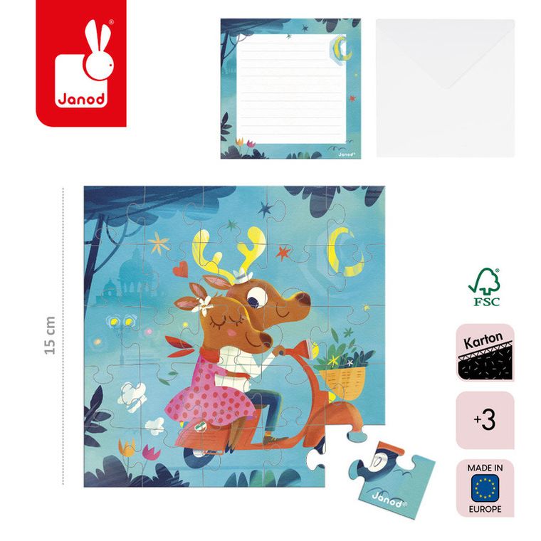 Janod, Love dolce vita, puzzle z kartką okolicznościową, 2w1, 25 szt.