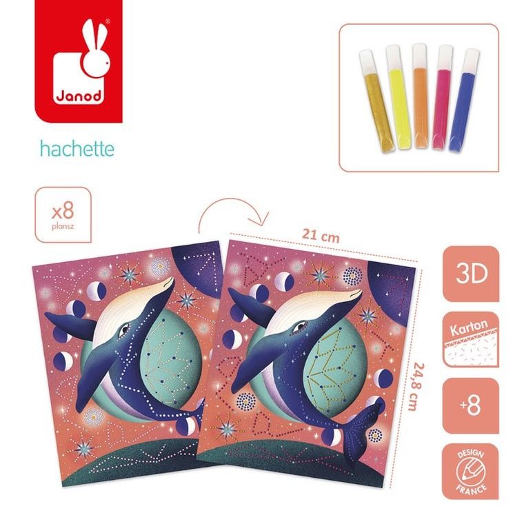 Janod, Malowanie kropkami, Kosmiczne zwierzęta, zestaw kreatywny