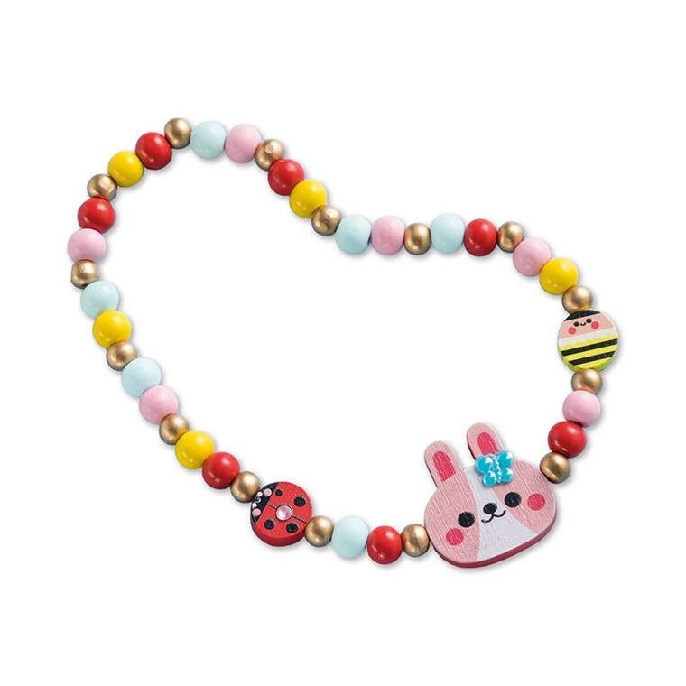 Janod, Ogród kwiatów, zestaw kreatywny do tworzenia biżuterii z drewna