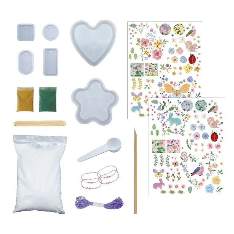 Janod, Ogród kwiatowy, zestaw kreatywny, formy i odlewy, 16 ozdób