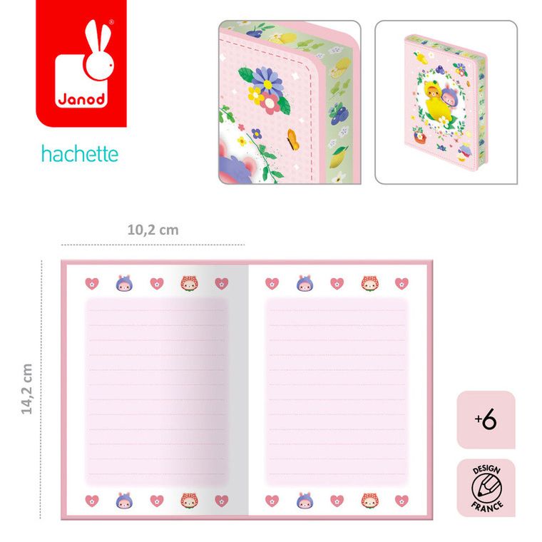 Janod, Owocowe słodziaki, mini notes z twardą okładką
