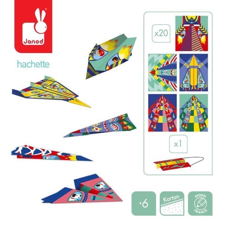 Janod, Papierowe samoloty z wyrzutnią, zestaw kreatywny