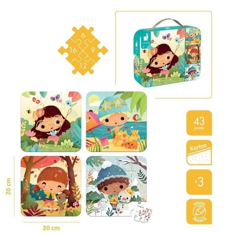 Janod, Pory roku, puzzle progresywne, 4 układanki