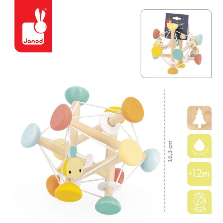 Janod, Pure, piłka sensoryczna, drewniana