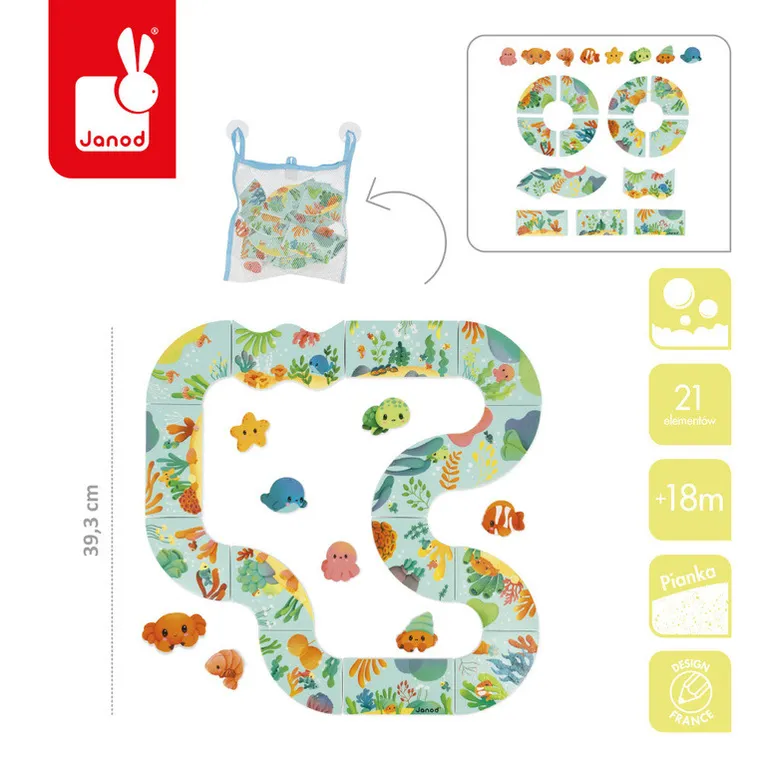 Janod, puzzle, tor ze zwierzątkami, zabawka do kąpieli