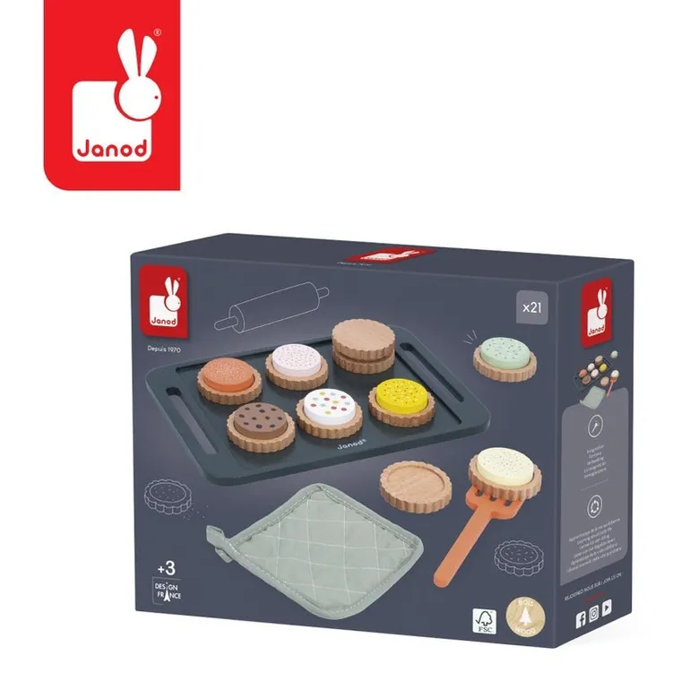 Janod, Shiny Grandma, drewniany zestaw do pieczenia ciasteczek, 21 elementów