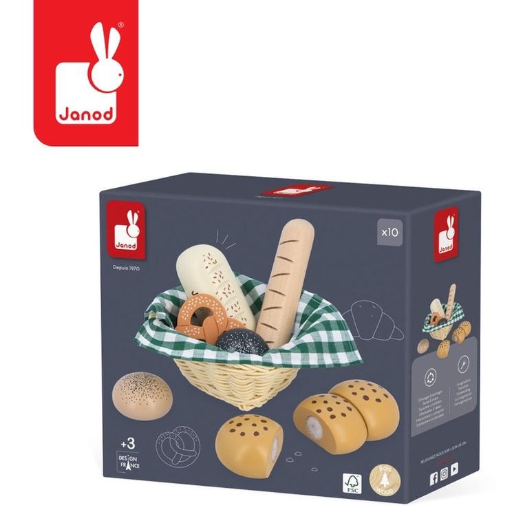 Janod, Shiny Grandma, koszyk z pieczywem z drewna