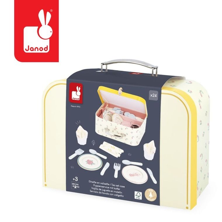 Janod, Shiny Grandma, zestaw piknikowy w walizce, z akcesoriami, 24 elementów