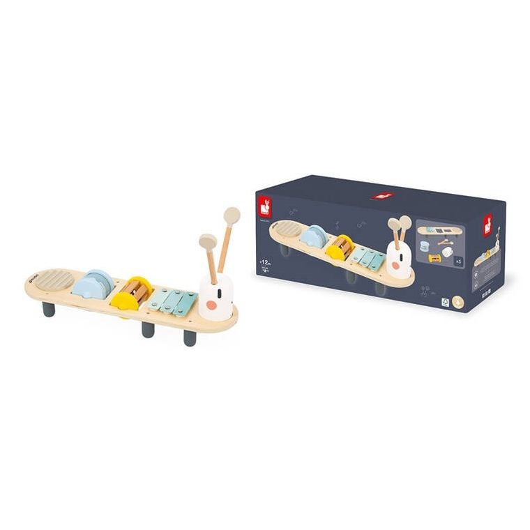 Janod, Sweet Cocoon, Dżdżownica, drewniany muzyczny ministolik, 12 m+