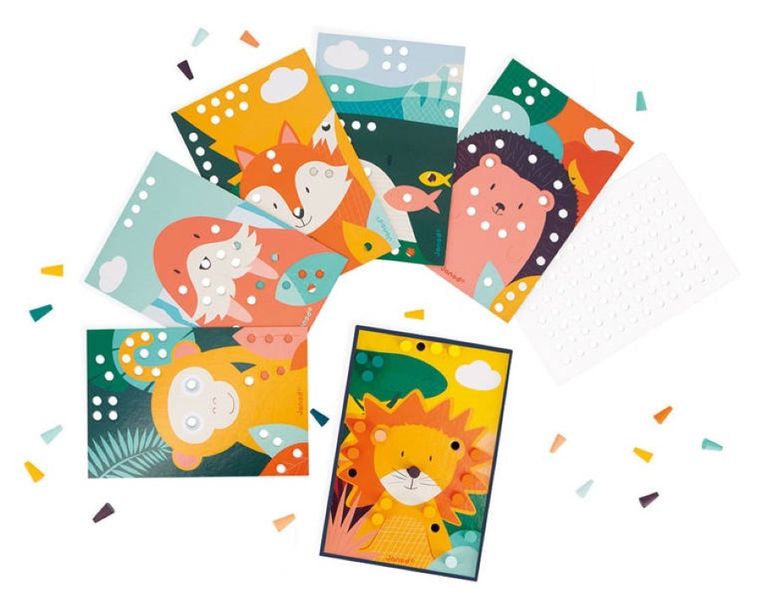 Janod, Układanka drewniana, mozaika, zwierzątka