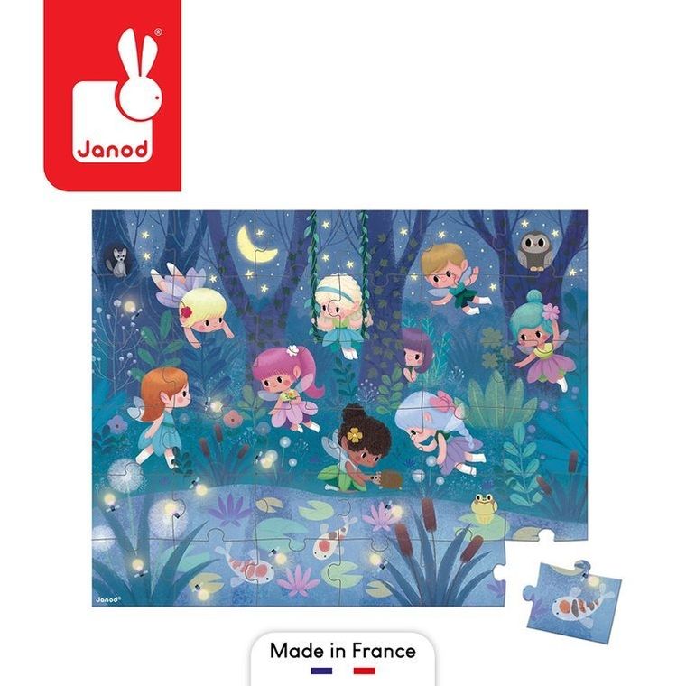 Janod, Wróżki i lilie wodne, puzzle w walizce, 36 elementów