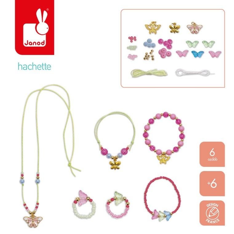 Janod, Wróżki Magic Fairies, zestaw do tworzenia biżuterii z motylami