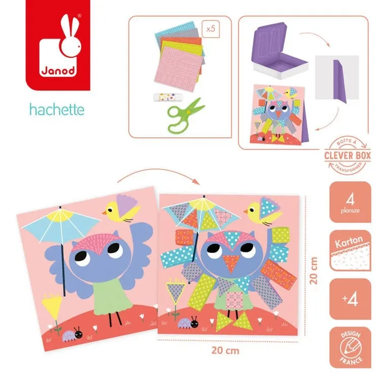 Janod, Wycinanki przyklejanki, zestaw kreatywny