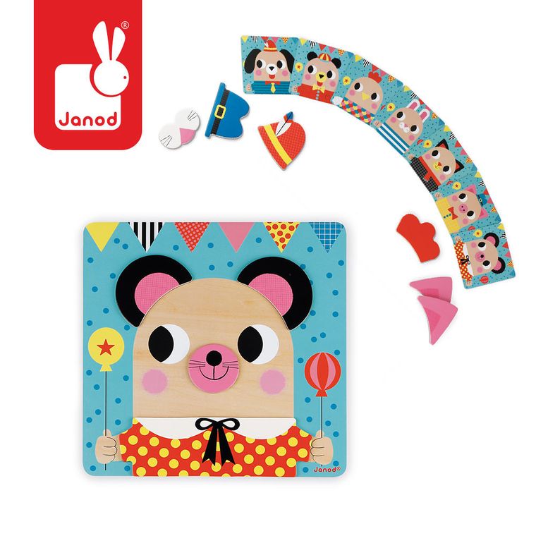 Janod, Zwierzątka, magnetyczna układanka, drewniana