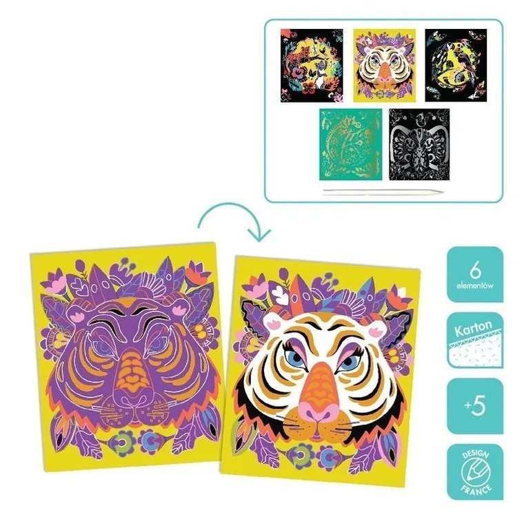 Janod, Zwierzęta świata, zestaw kreatywny, do zdrapywania