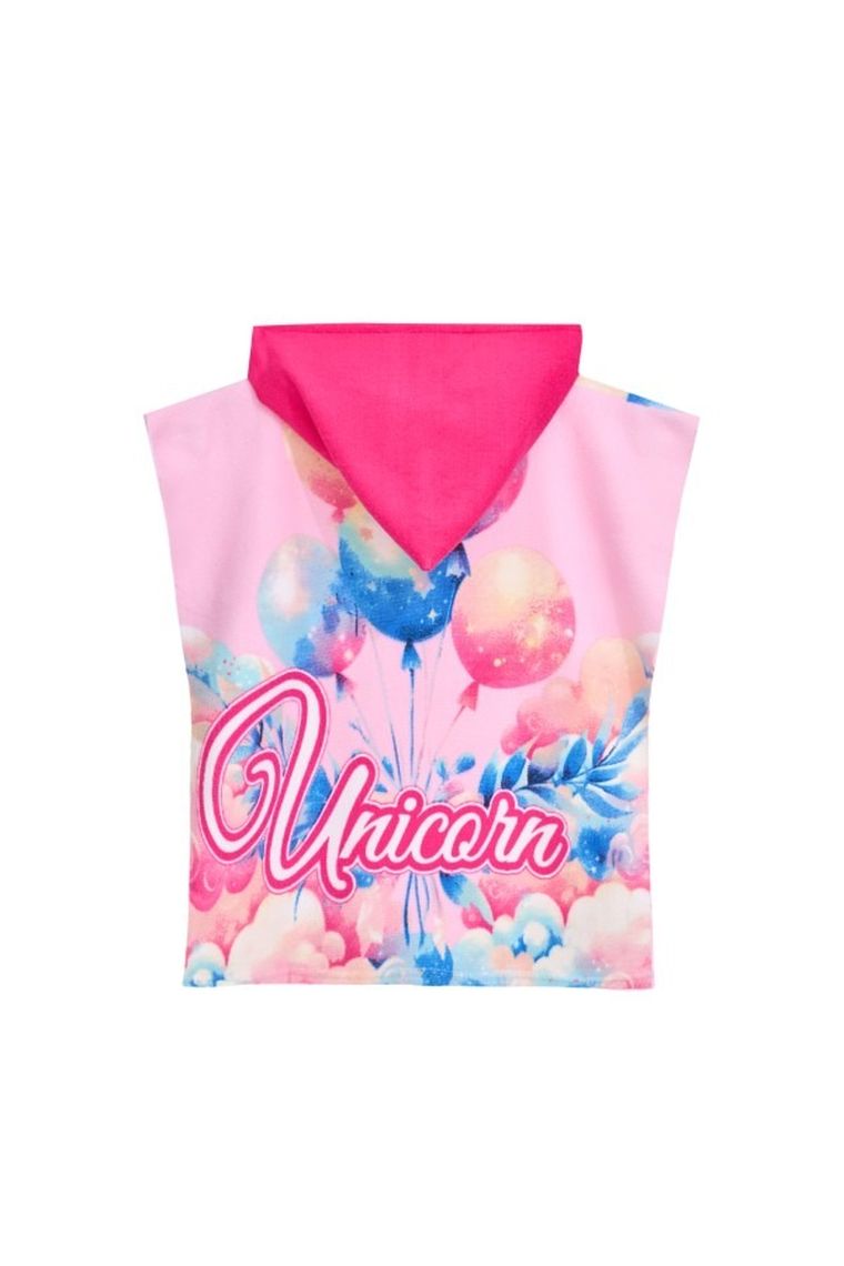 Jednorożec, okrycie kąpielowe, ponczo, różowy, 50-100 cm