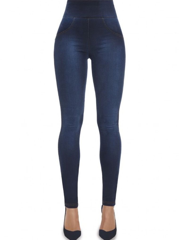 Jegginsy damskie, niebieskie, Bas Bleu