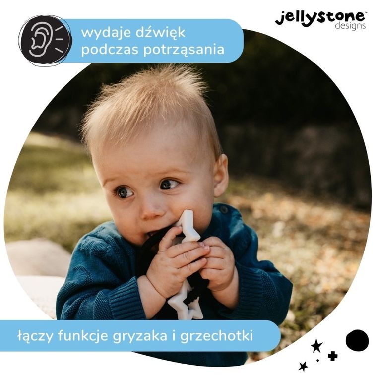 Jellystone, gryzak, gwiazdki, czarno-biały