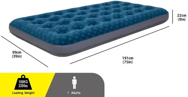 Jilong, materac flokowany z nadrukiem 3D, 1-osobowy, 191-99-22 cm