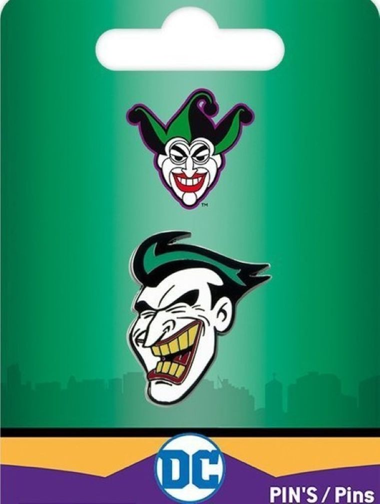Joker, przypinka, biała