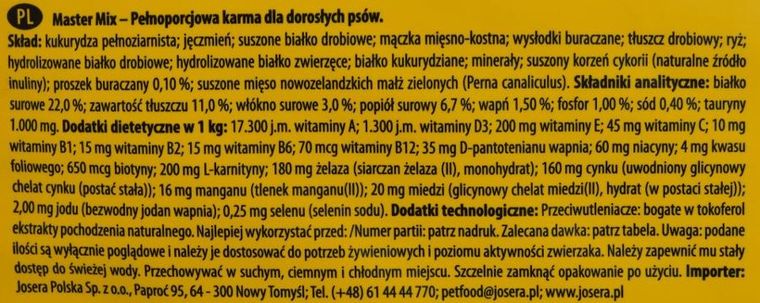 Josera, JosiDog Master Mix, karma sucha dla psów, 15 kg