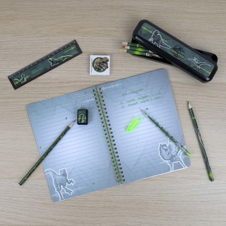 Jurassic World, zestaw szkolny w saszetce, 7 elementów