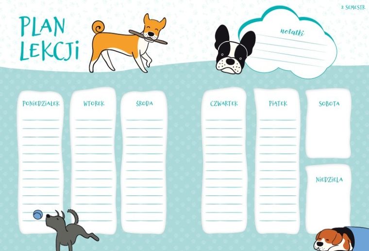 Kalendarz szkolny. Pieski