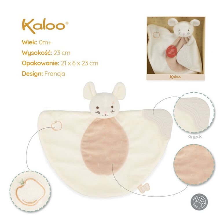Kaloo, Grignoti, Myszka, komforter z gryzakiem, 23 cm