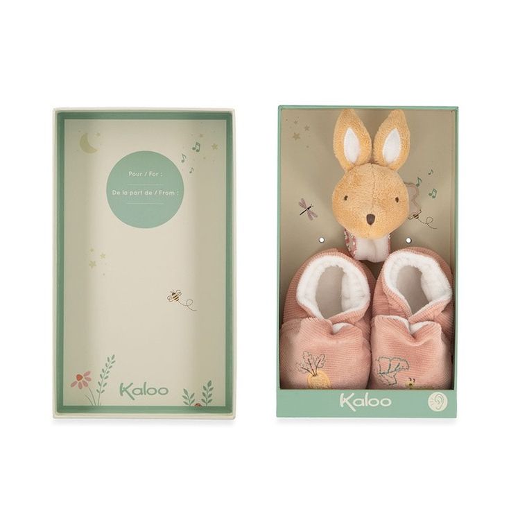 Kaloo, Petites Chansons, Królik, zestaw prezentowy 2w1, grzechotka + buciki