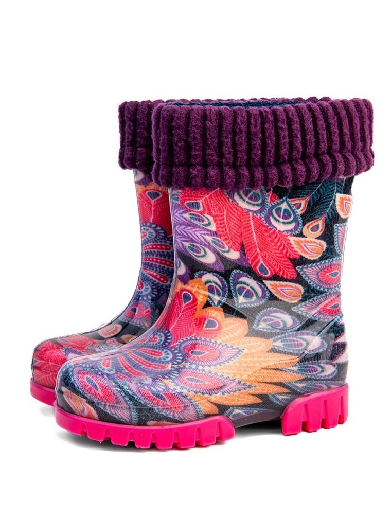 Kalosze dziewczęce, ocieplane, mix, Twister Lux Print, Demar
