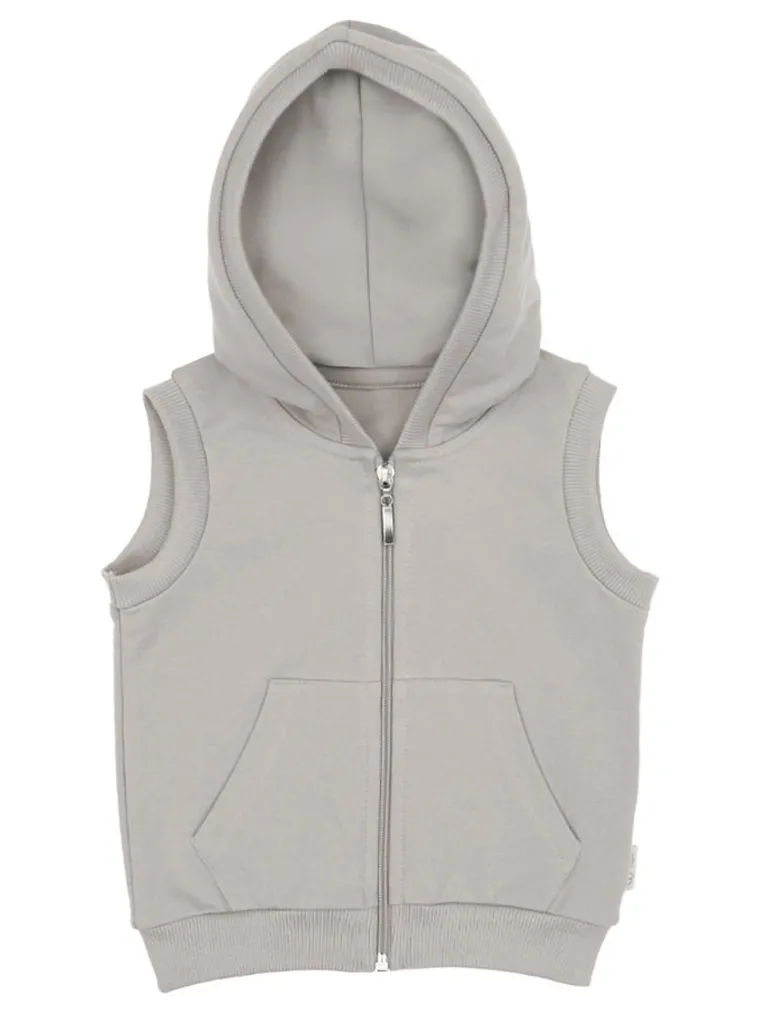 Kamizelka chłopięca z kapturem, szary, Nicol